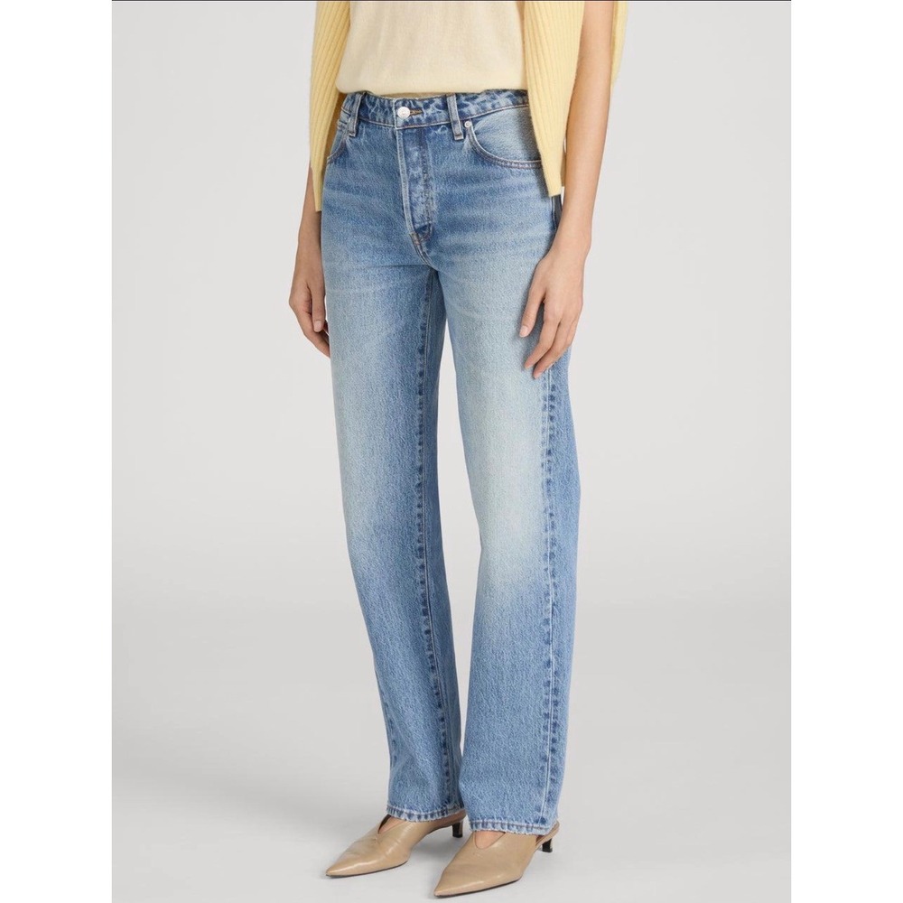 Frame The Essential Mid Rise Relaxed Straight Jeans Rapture Blue 1029210 Size 27